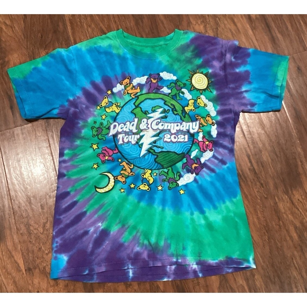 Grateful Dead Liquid Blue Shirt Mens S Tie Dye 2021 Tour Dancing Bear